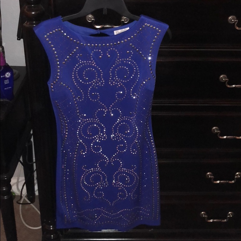 Blue beaded royal blue dress